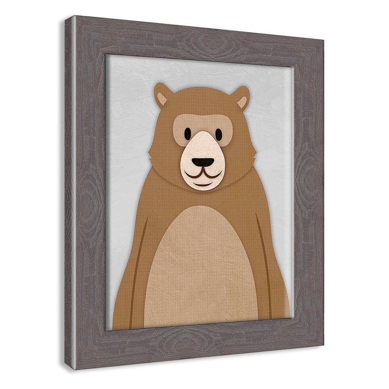 Adhésif décoratif Cheery Bear, H 10 po x l 8 po x P 0,6 po, Encadré plat à grain de bois gris