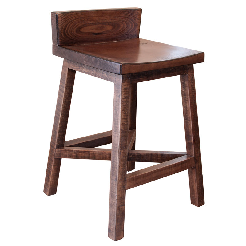 Tabouret Iverson avec assise et base en bois - Finition brune, Tabouret de comptoir (siège d'une hauteur de 24 p