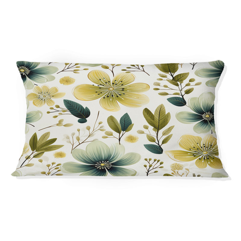Fougères vertes et blanches Sereny II - coussin à imprimé floral