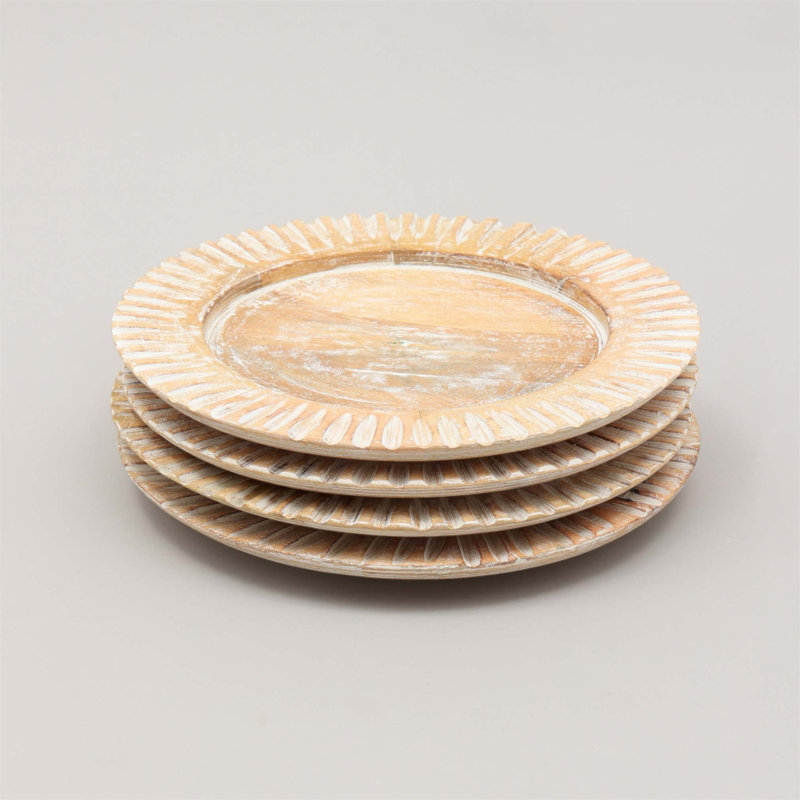 Plat de service en bois blanc fabriqué à la main de 13 pouces pour une vaisselle élégante et durable