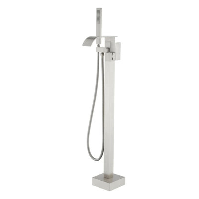 Freestanding Tub Filler Floor Mount Bathtub Faucet With Handheld Shower