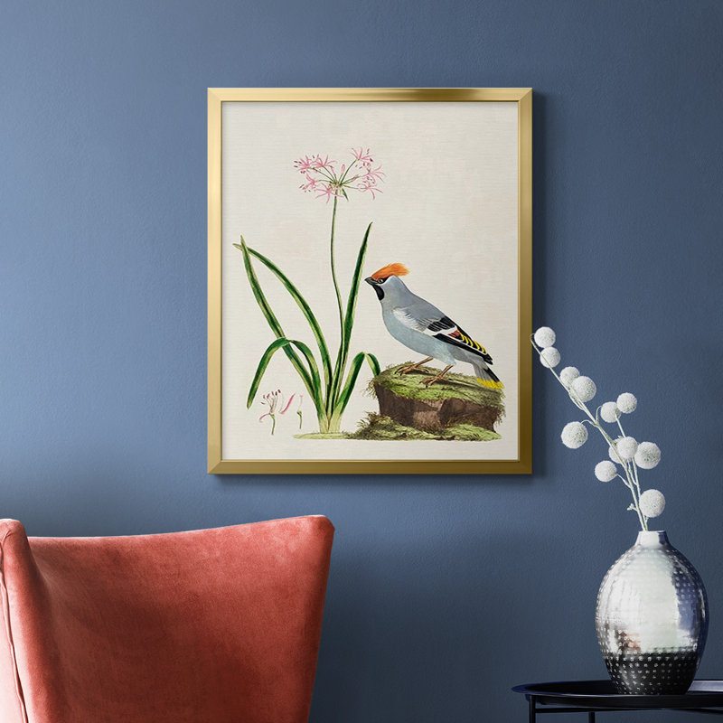 Oiseau en toile de qualité supérieure II - prêt à accrocher, Or, H 24 po x l 20 po
