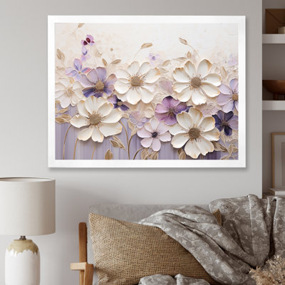 Violettes ornées beige et mauve I - Violettes, reproductions encadrées