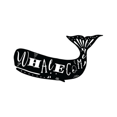 Whalecome Welcome Whale - Wrapped Canvas Print