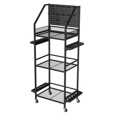 Fishing Rod Holders for Garage,Fishing Rod Rack Storage up to 12 Rods,3 Tier Fishing Rod Tackle Cart - 5 Minute Assembly, Black