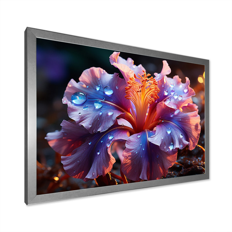«Atward Flowers Glowing Iris», reproduction, H 30 po x l 40 po x P 1,5 po, Cadre simple argenté