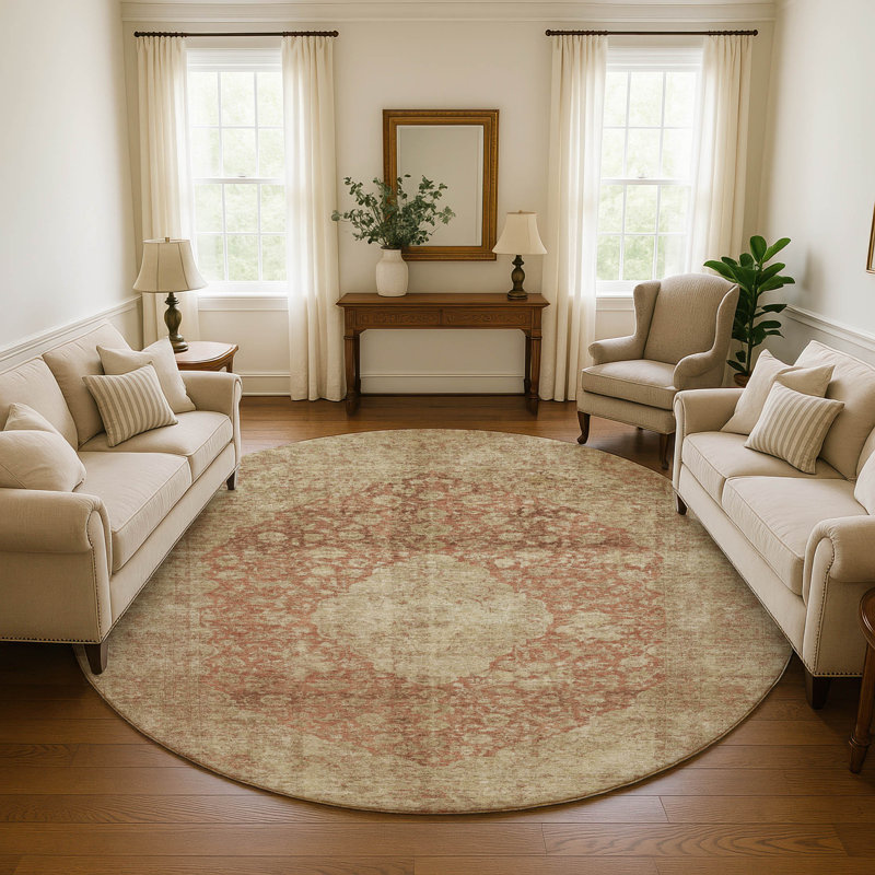 Premium Machine Washable Honig AMF1657 Global Rug, Round 8'