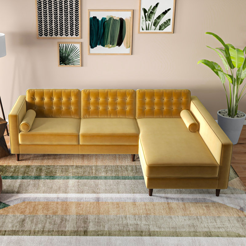 Threadgill 2-Piece Velvet Sectional Sofa | Mercury Row