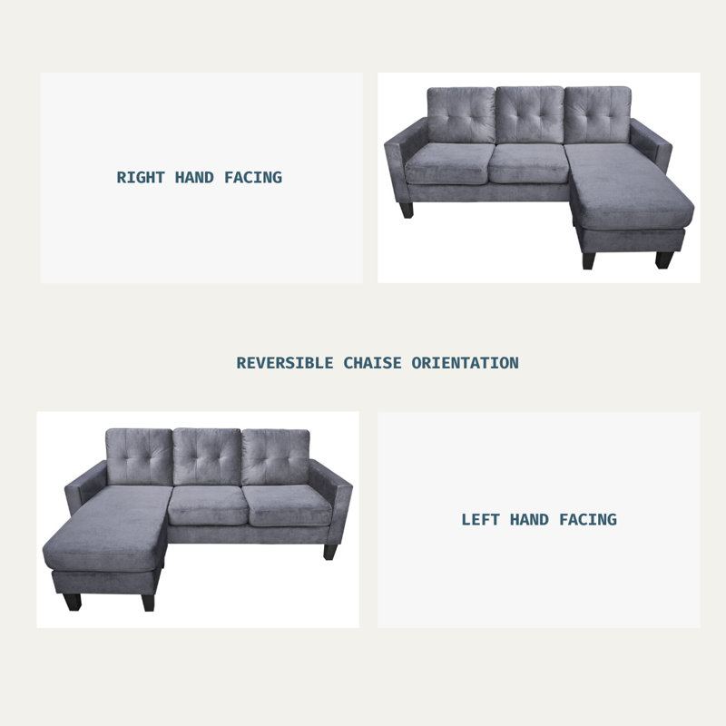 Canapé modulaire réversible en velours Everly Quinn, Velours gris