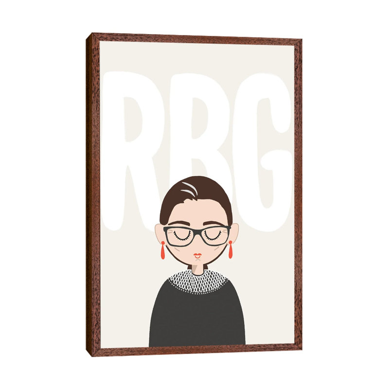 Rbg Portrait by Eliza Baucom - Print on Canvas, 66.04cm H x 45.72cm W x 3.81cm D, Classic Brown Wood Framed