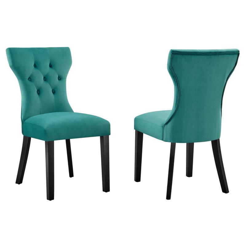 Modway Silhouette Performance Velvet Dining Chairs, Teal