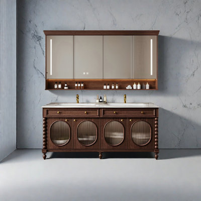 French retro-style luxury stone bathroom cabinet
