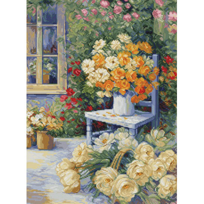 Kit de broderie au point de croix compté « Garden Corner Cottage » de Luca-S BU5056L