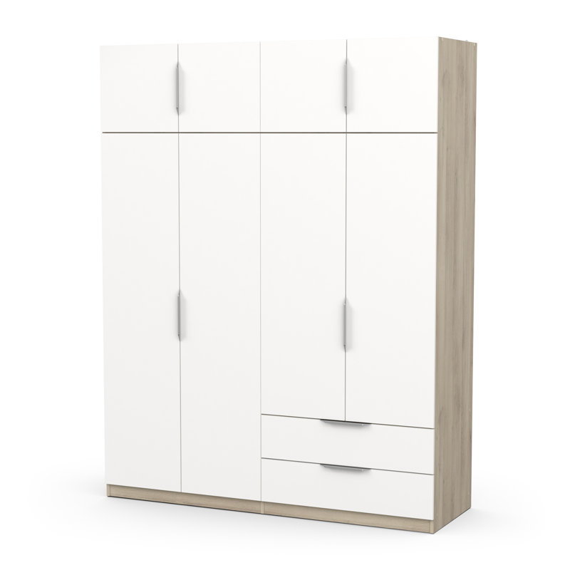 Nuzzi 8 Door Manufactured Wood Wardrobe, Brown/White