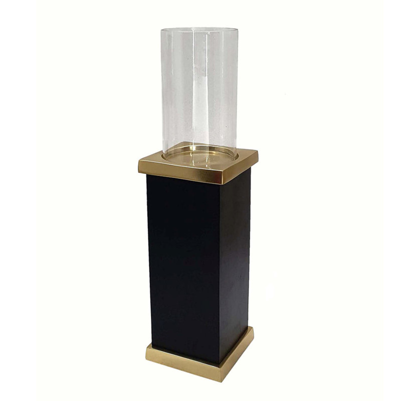 Ouragan pilier sur pied - 4,5 po x 4,5 po x 18 po - noir / or