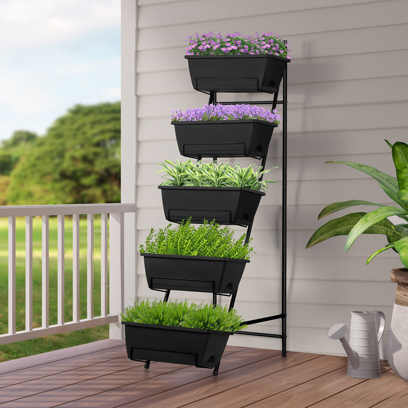 Jardinière verticale surélevée à 5 niveaux, Noir