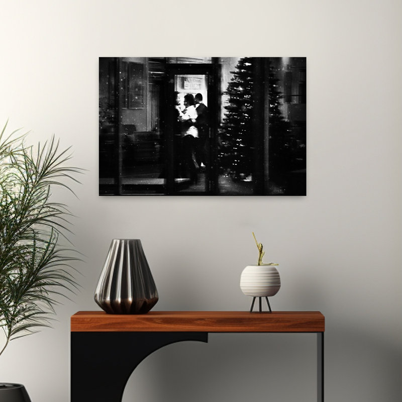 Christmas City Night Abstract Contemporary Christmas Tree City Wall Art Print 1 Piece Wrapped Canvas Wall Art