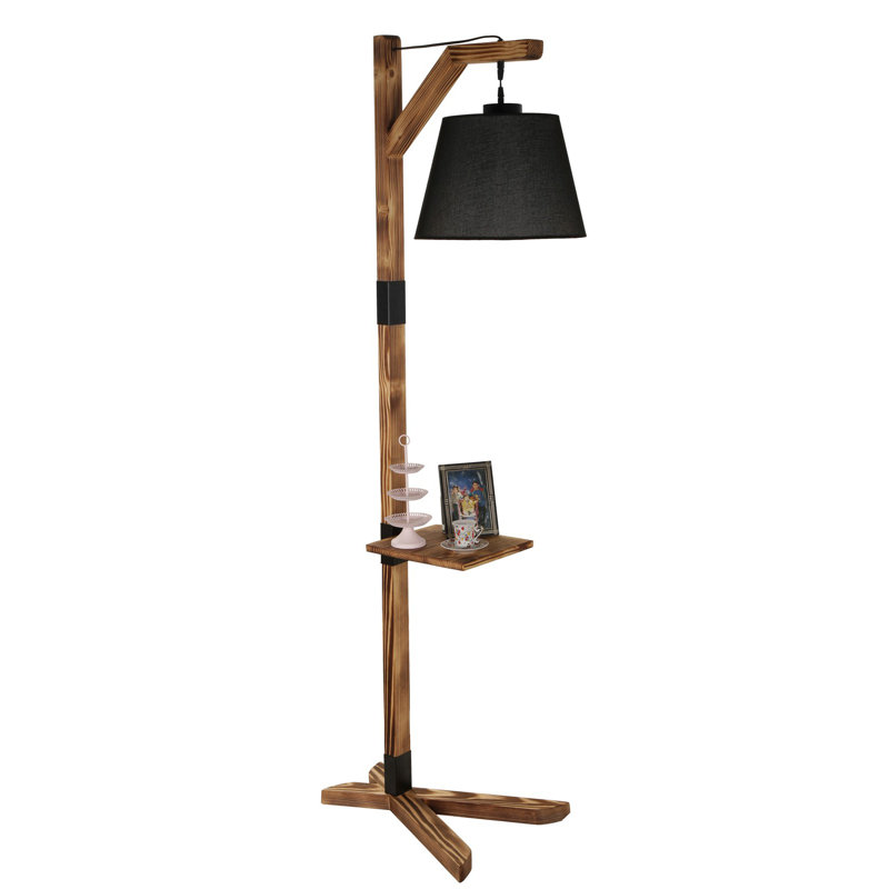 Burney 185cm Tray Table Floor Lamp, Brown