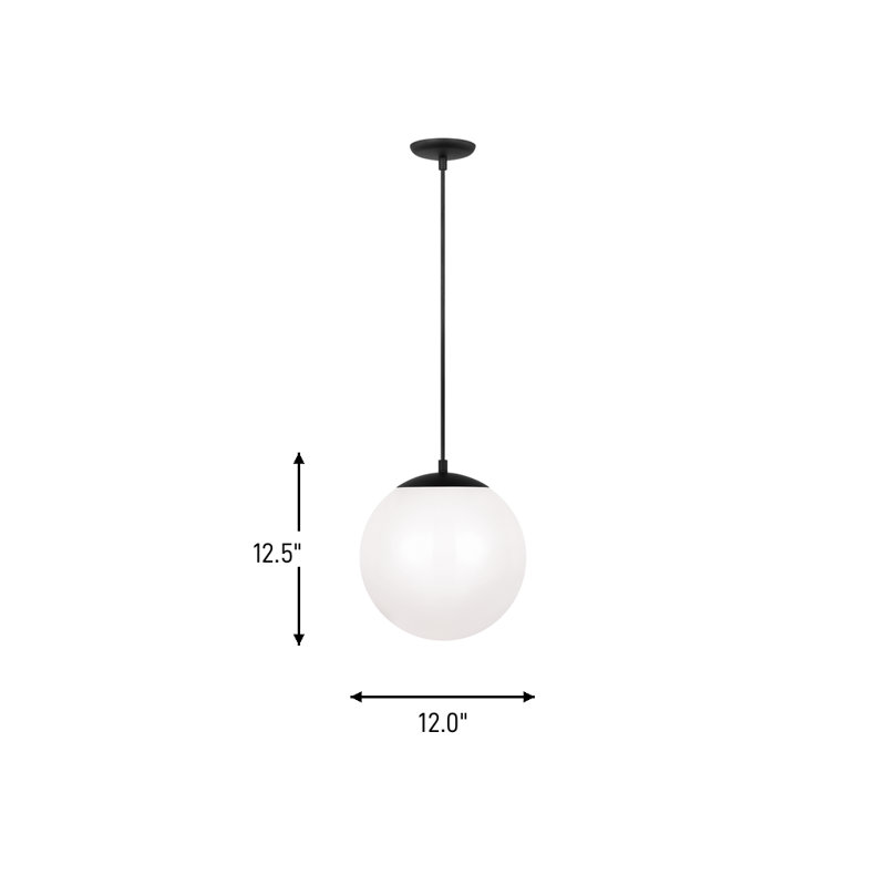 1 - Light Pendant, 12.5" H x 12" W x 12" D, Midnight Black