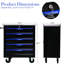 Armoire à outils verrouillable à 5 tiroirs sur roulettes - noir + bleu, matériaux, chariot à boîte à outils mobile avec frein de 4 po et acier thermolaqué, verrouillable, spacieuse et pratique