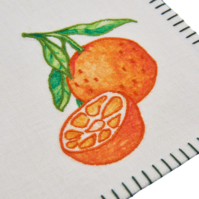 Embroidered Linen Rectangular Placemats, Green