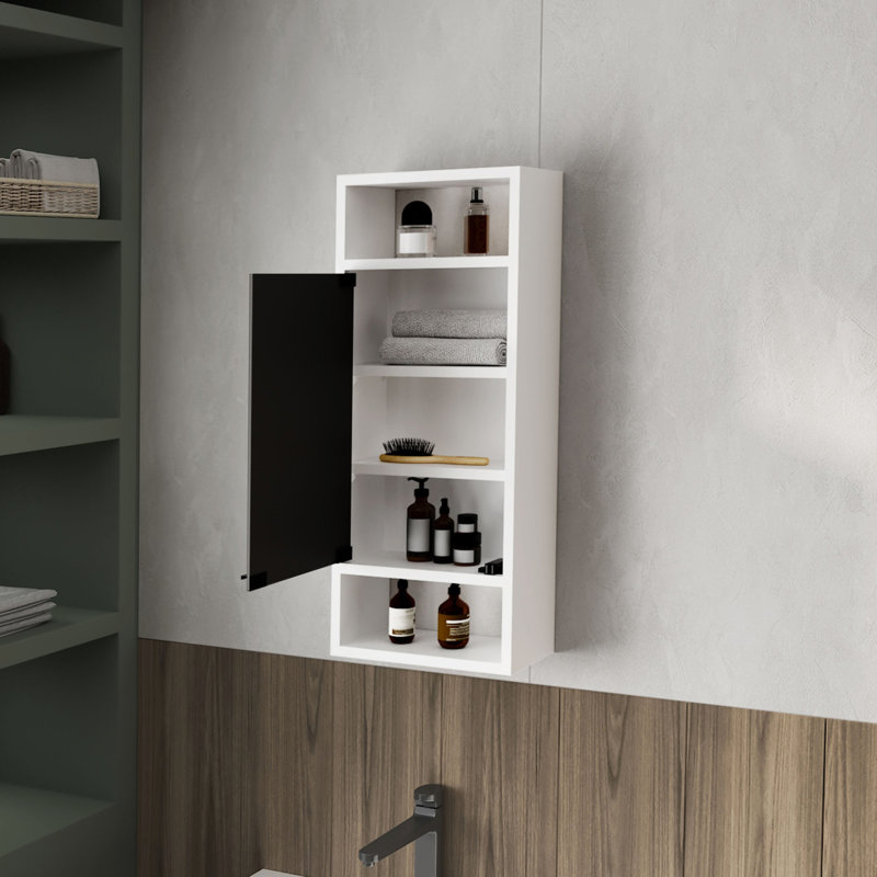 Armoire à pharmacie murale blanche avec porte miroir et rangement pour gadgets de salle de bain, salle de bain ouverte 11,75 pouces de large, hauteur 30,5
