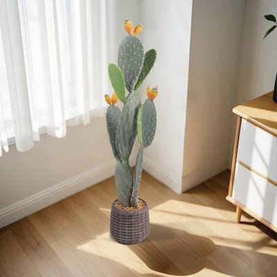 Artificial Cactus, 42" Tall Fake Big Cactus Plants, Faux Cacti Realistic Lifelike Cactus Plant For Home Office Shop Garden Indoor Outdoor Decoration