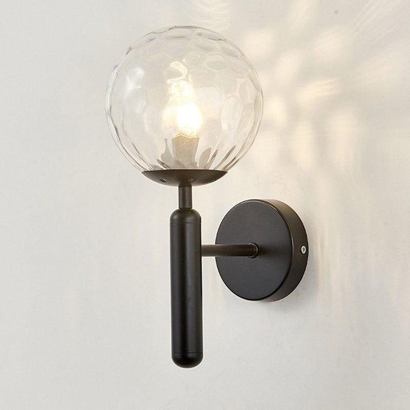 Lampe murale simple en verre martelé, Black