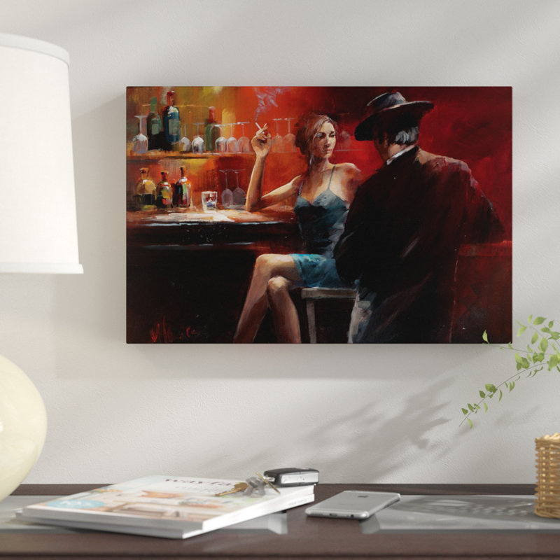 «Evening in the Bar II», reproduction sur toile, H 12 po x l 18 po x P 1,5 po, Toile tendue, Pas de tapis