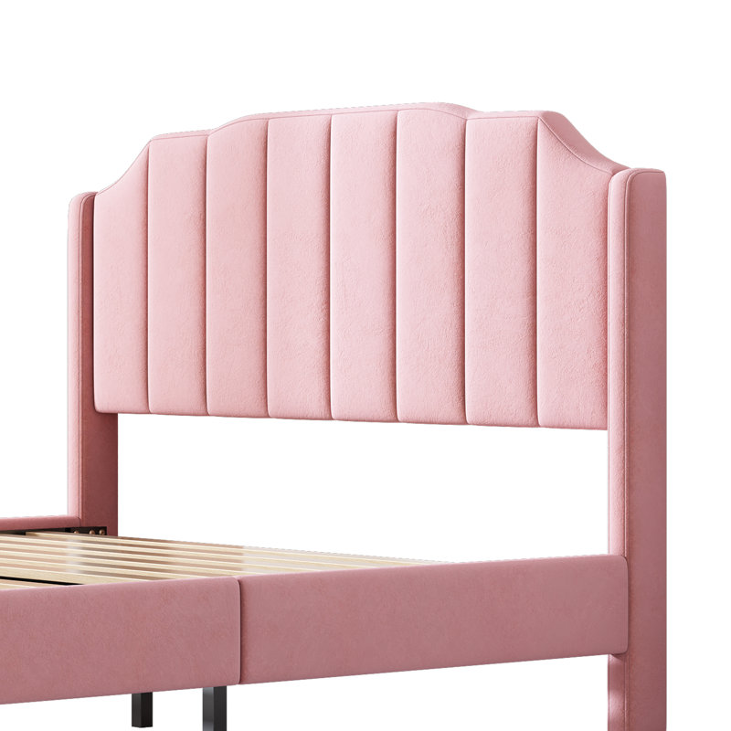 Bogley Upholstered Bed, European Double (140 x 200cm), Pink