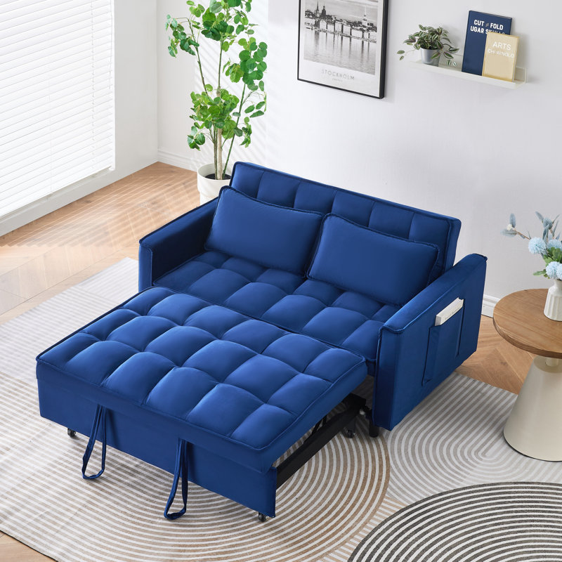 Canapé en velours bleu de 55 pouces