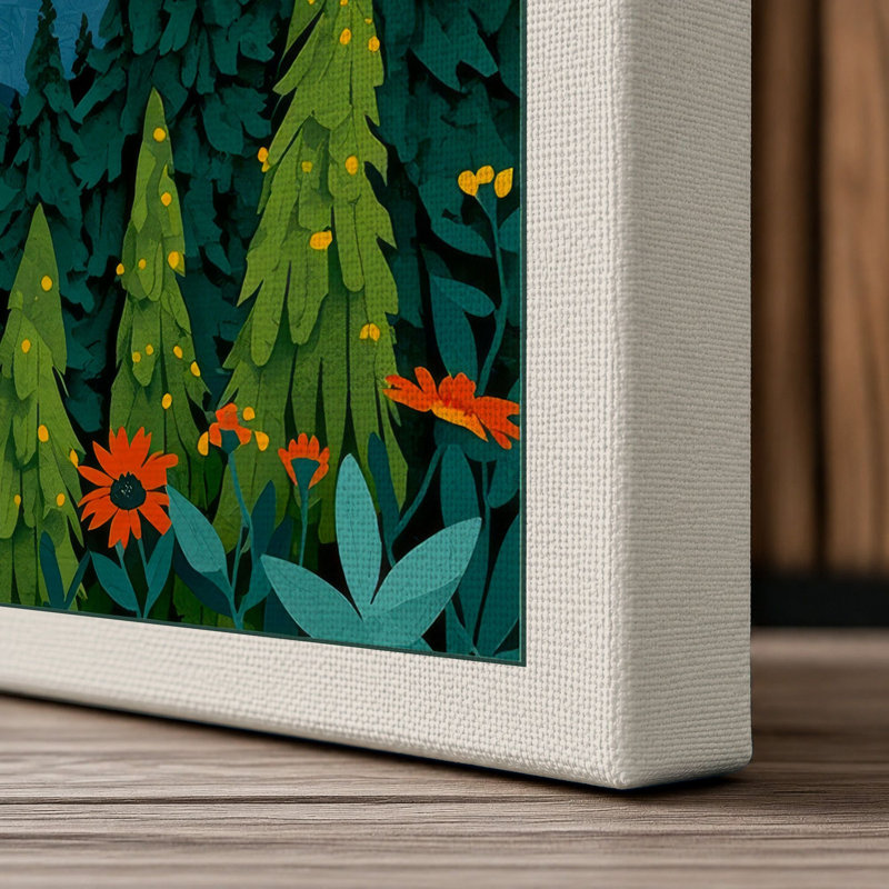 Mountains Under Morning Sun Scandinavian - Wrapped Canvas, 30x20 - 76.2 x 50.8 cm, Cream Border