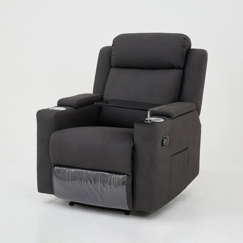 Upholstered Home Theater Recliner Sofa Seat, Dark Grey 