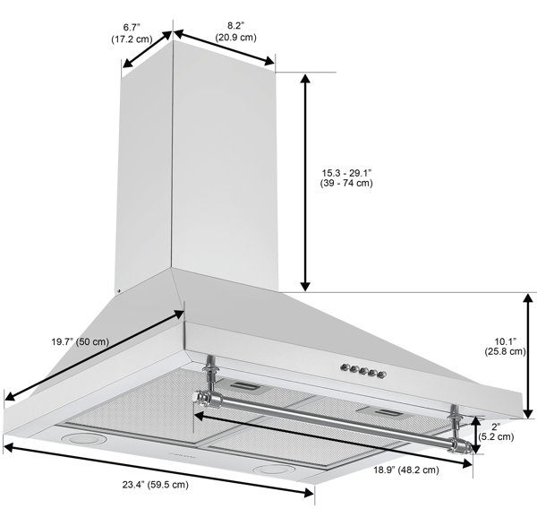 ZLINE 24 Convertible Wall Mount Range Hood in Stainless Steel with 2-Piece Charcoal Filters