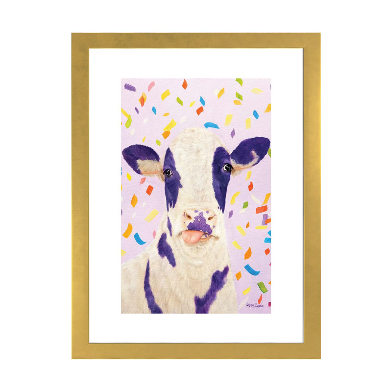«Pansy» par Laura Curtin - impression d'art graphique, H 32 po x l 24 po x P 1 po, Papier encadré doré, Blanc