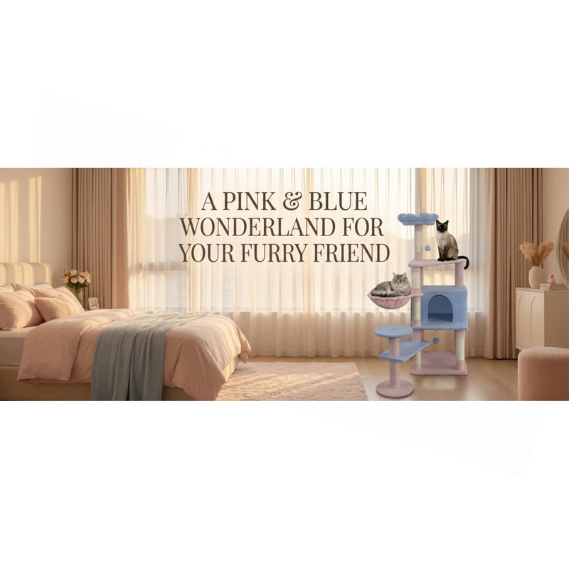 Arbre à fleurs avec un grand coussin amovible et un hamac bleu