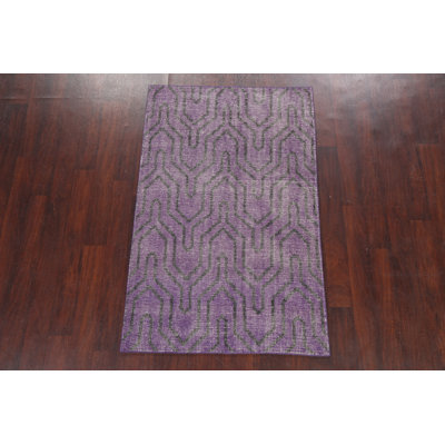 One-of-a-Kind 3'7" x 5'7" New Age Rectangle Wool Area Rug in Purple