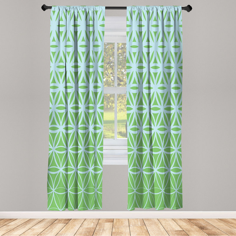 Microfiber Floral Semi-Sheer Rod Pocket Curtain Panels, 28" W x 84" L, Green/Light Green