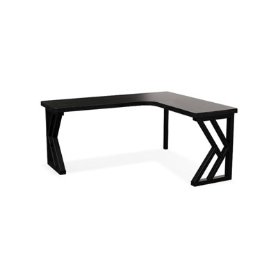 Household corner L-shaped solid wood black study desk and writing desk