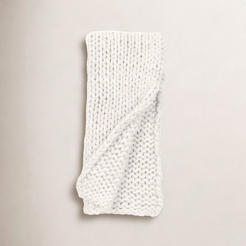 Estiva Cable Knit Throw Blanket, Ivory