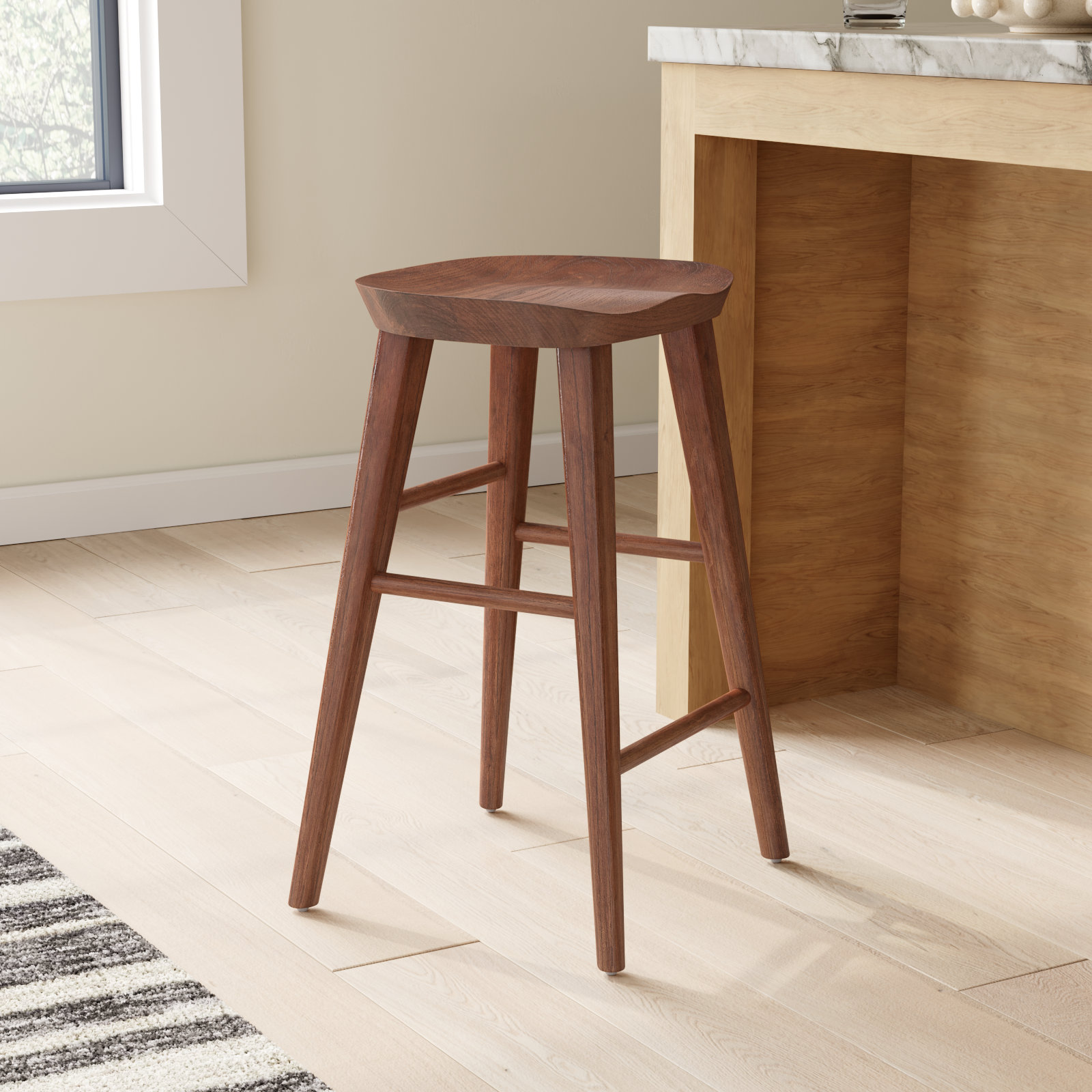 Anzie Bar and Counter Stool, Counter Stool (25.8" Seat Height), Walnut