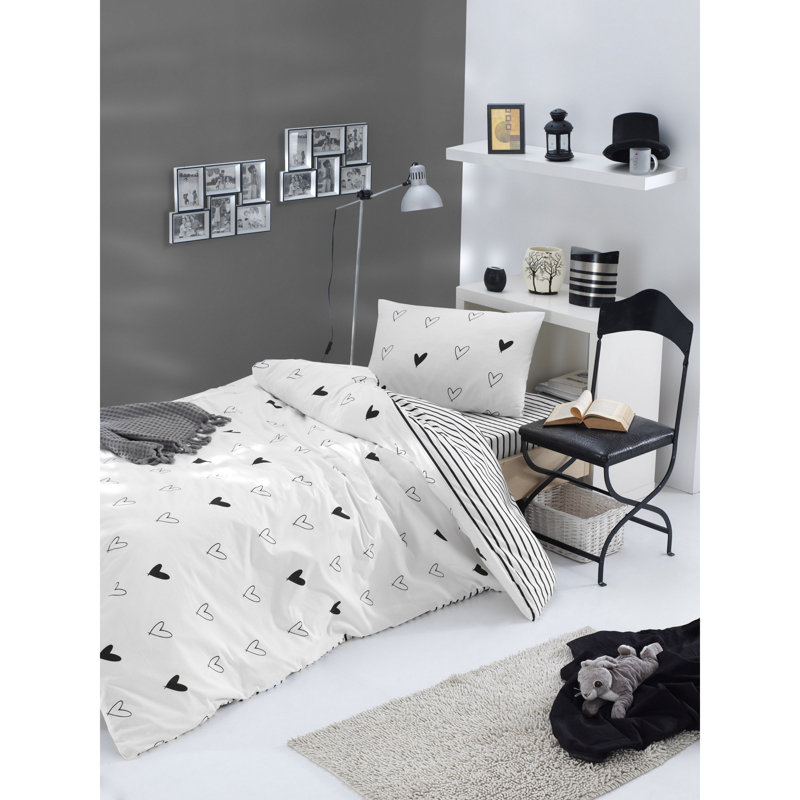 Ensemble de housse de couette 100% coton blanc 3 pièces Boston, Twin Duvet Cover + 1 24" x 24" Pillowcase