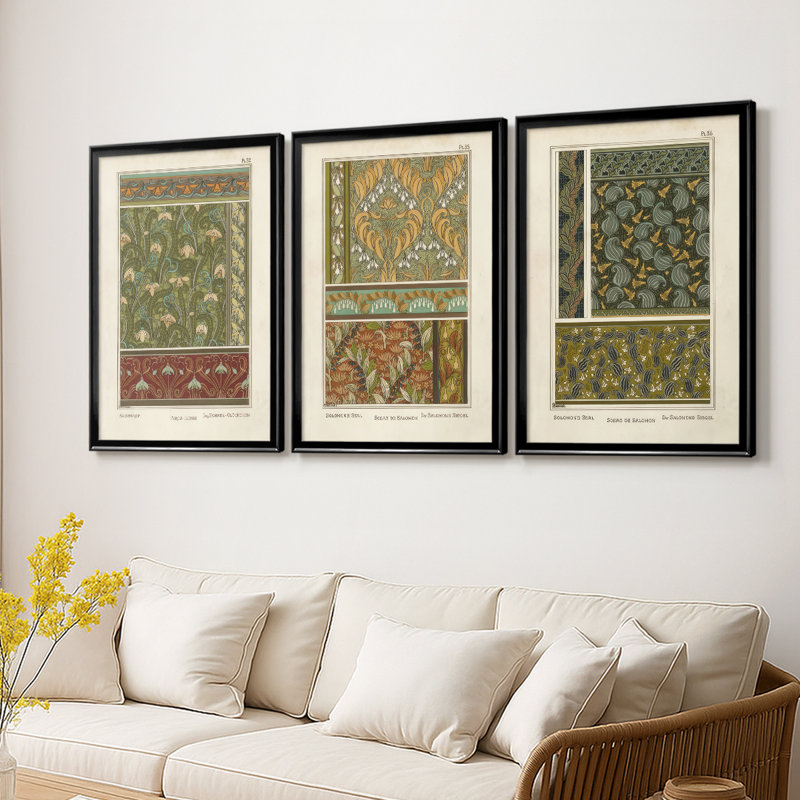 Nouveau décoratif VI - Toile tendue avec châssis sur mesure - 3 pièces, Noir, H 21 po x l 30 po