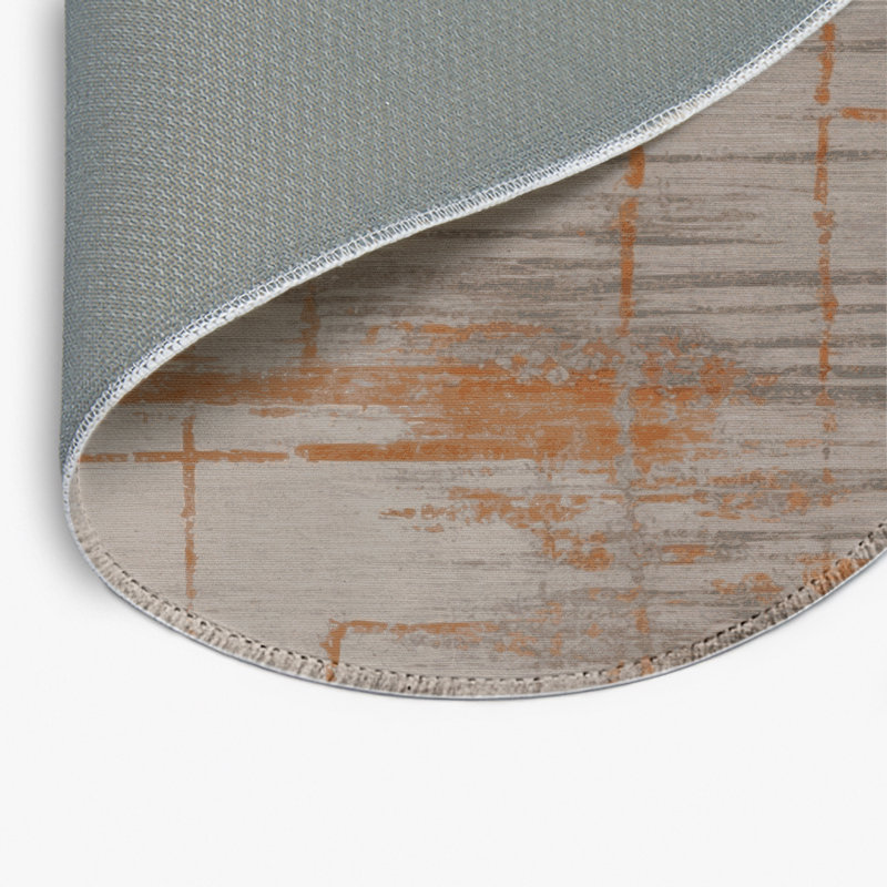 Abstract Gray Indoor and Outdoor Area Rug, Round 5'