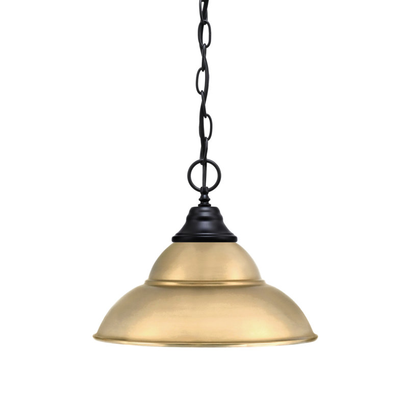 Luminaire suspendu en métal à double chaîne avec suspension Aeronwen, H 10,5 po x l 13 po, Granit foncé, Granit foncé