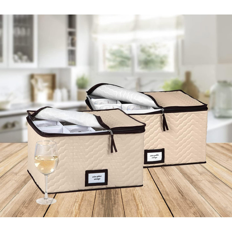 Wine Glass Storage 2 Sizes With Dividers. Each Holds 12 Glasses Up To 10" Tall
