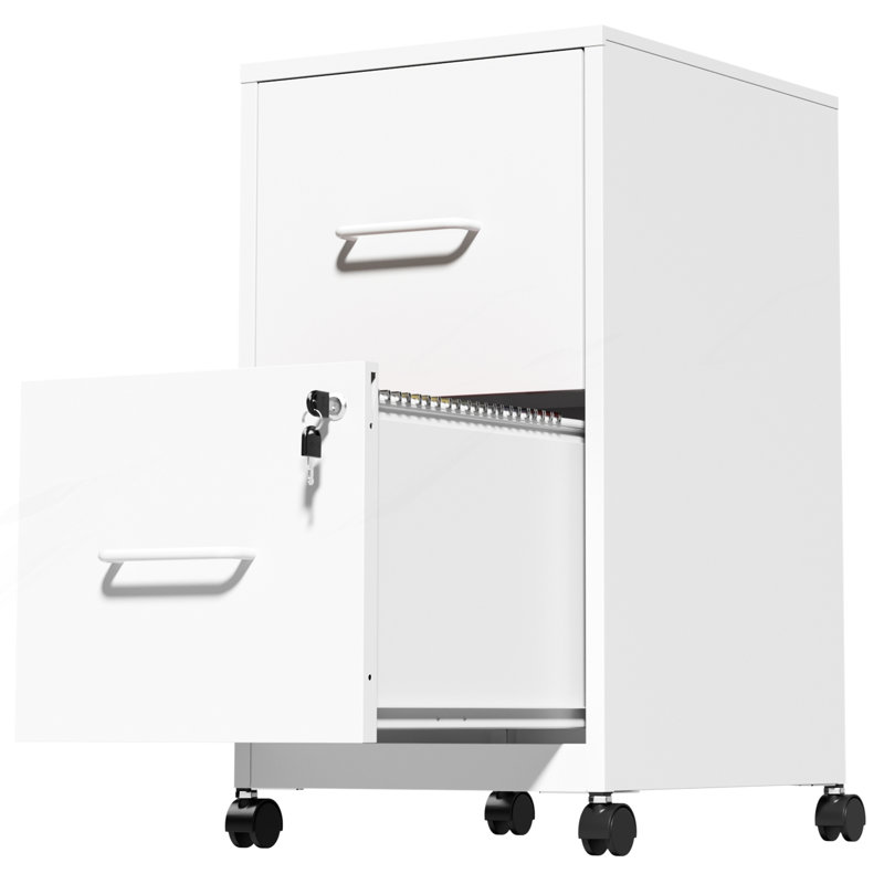 Classeur verrouillable en métal à 2 tiroirs avec roulettes, classeur vertical en acier sous le bureau, classeur de bureau robuste