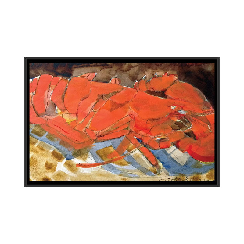 «Abstract Lobster III» par Erin McGee Ferrell, reproduction, H 18 po x l 26 po x P 1,5 po, Toile avec cadre noir