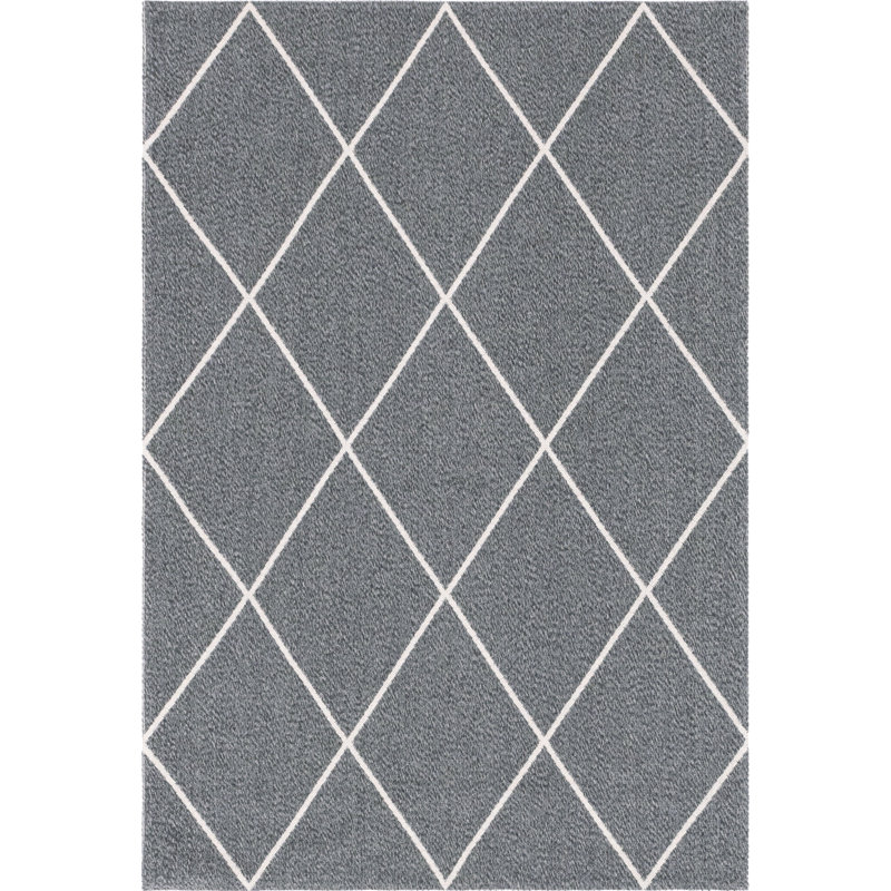 Tapis gris foncé / ivoire Jago, Rectangle 5 pi x 7 pi 4 po