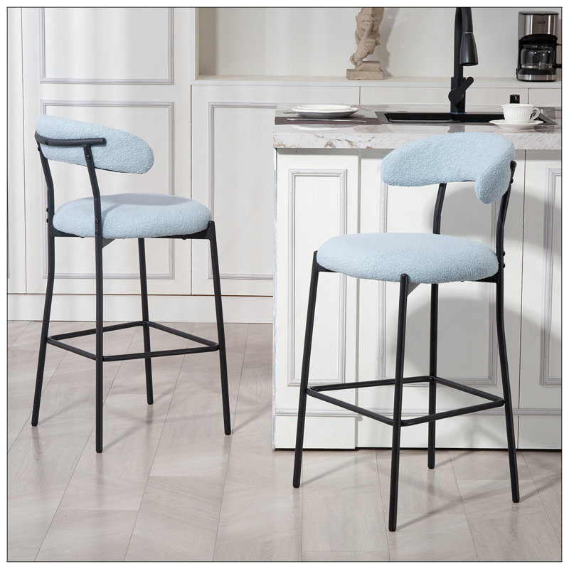 Tabouret de bar 26 po à hauteur de comptoir avec tabouret de bar et housse en tissu noir avec revêtement thermolaqué et repose-pieds